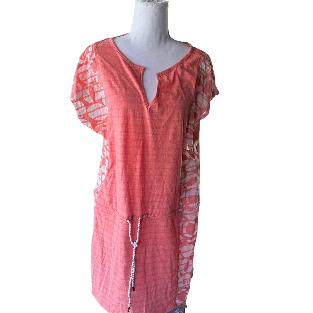Lole Pink Swim Coverup with Sheer Sleeves and V-Neck